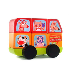Розвивальні іграшки - Дерев’яна іграшка Cubika Автобус Веселі звірі (13197)