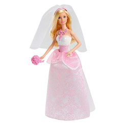 Куклы - Кукла Королевская невеста в розовом платье с узором Barbie (CFF37)