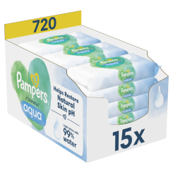 Антисептики и маски - Влажные салфетки Pampers Harmonie aqua 15х48 шт (8006540510247)