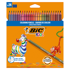 Канцтовари - Олівці кольорові BIC Kids Evolution Stripes 24 штук (bc950525) Канцтовари - Олівці кольорові BIC Kids Evolution Stripes 24 штук (bc950525)