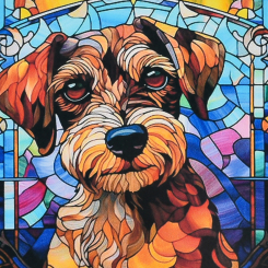 Мозаїка - ​Алмазна картина Strateg Вітражний пес 30 х 30 см (DEEX16282)