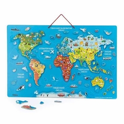 Пазли - Пазл магнітний Viga Toys Карта світу з маркерной дошкою  (44508)