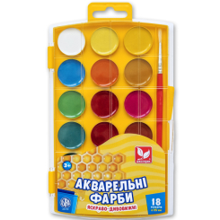Канцтовары - Краски акварельные медовые Школярик 18 цветов (302023004-UA)