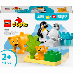 Конструктори LEGO - Конструктор LEGO DUPLO Сімейства диких тварин: Пінгвіни та Леви (10442)