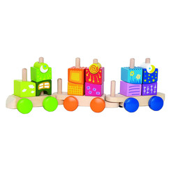 Развивающие игрушки - Кубики Hape Поезд деревянный (Е0417)