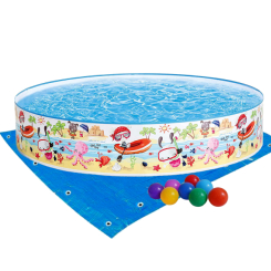 Для пляжу і плавання - Басейн дитячий каркасний Intex 56451-2 Пляж на мілководді 152 х 25 см з кульками 10 шт підстилкою
