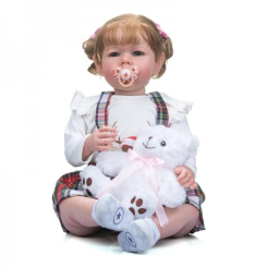 Куклы - Силиконовая коллекционная кукла Reborn Doll Девочка Полина Виниловая Кукла Высота 75 см (493)