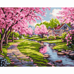 Товари для малювання - Картина за номерами Brushme Сакура біля дому 40х50 см (BS54231)