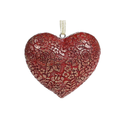 Аксессуары для праздников - Елочное украшение BonaDi Кружевное Сердце 8 см Бордовый (218-843) (MR63059)