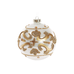 Аксессуары для праздников - Елочный шар BonaDi 10 см Бело-золотистый (874-120) (MR62983)