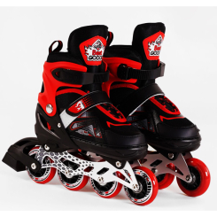Ролики детские - Роликовые коньки светящиеся PU колёса в сумке Best Roller 34-37 Red/Black (116277)