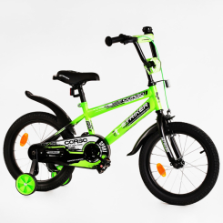 Велосипеды - Детский велосипед с багажником и доп колесами CORSO Striker 16" Green (115254)