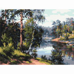 Товары для рисования - Картина по номерам Brushme Живописное озеро в лесу (RBS51969)