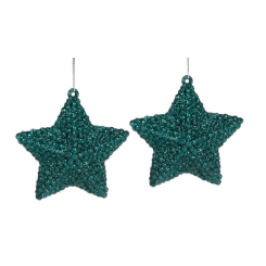 Аксессуары для праздников - Набор елочных украшений BonaDi Звезда 2 шт 7,5 см Зеленый (113-558) (MR62458)