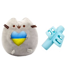 М'які тварини - М'яка іграшка 2Life Пушин кет із серцем 25 см та Силіконова насадка для корекції листа Блакитна (vol-10387)