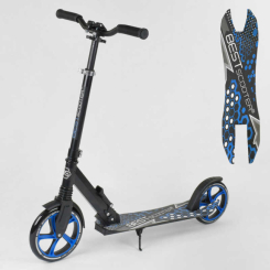 Самокаты - Самокат детский Best Scooter с PU колесами, зажимом руля и 1 амортизатором Black/Blue (88915)