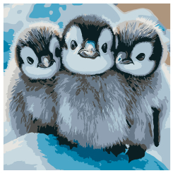 Товари для малювання - Картина за номерами Strateg Троє пінгвінів 20 х 20 см (HH8038)