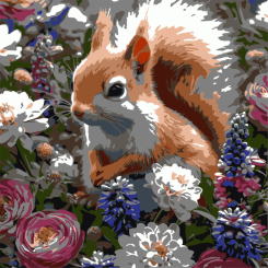 Товари для малювання - Картина за номерами Strateg Білка серед квітів 30 х 30 см (ES-0912)