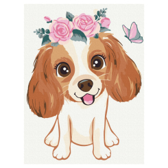 Товари для малювання - Картина за номерами Brushme Песик в віночку (KBS7115)