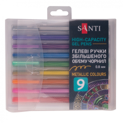 Канцтовари - Набір гелевих ручок Santi Metallic 9 штук (420473)