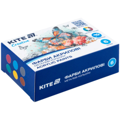 Канцтовари - Фарби акрилові Kite Creative 6 кольорів (K-273)