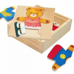 Розвивальні іграшки - Іграшка-пазл Bino Шафа для одягу ведмедиці (88048)