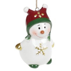 Аксессуары для праздников - Фигурка-подвеска BonaDi Озорной снеговик 6,5 см Белый + Красный + Зеленый (834-287) (MR62792)