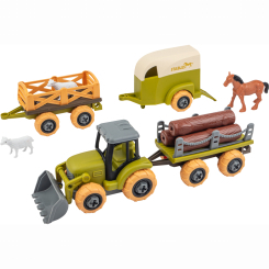 Транспорт і спецтехніка - Ігровий набір Otamanko Веселий хутір Трактор з двома причепами, кінь і вівці (532.01.65)