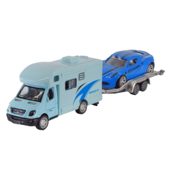 Транспорт і спецтехніка - Автомодель Автопром блакитна з синім авто на причепі (AP7462/4)