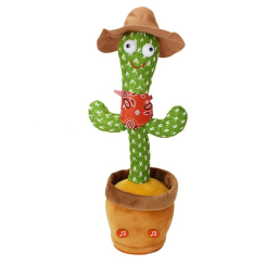 Фигурки персонажей - Говорящий танцующий кактус Trend-mix с зеленой шляпой и подсветкой Dancing Cactus 32 см Разноцветный (tdx0008298)