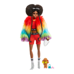 Ляльки - Лялька Barbie Extra у веселковій накидці (GVR04)