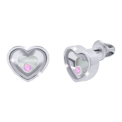 Ювелирные украшения - Серьги UMa&UMi Сердце с подвижной вставкой розовые (8445276625557)