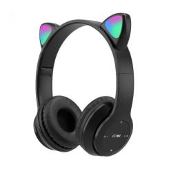 Портативні колонки та навушники - Бездротові Bluetooth навушники з котячими вушками та лід підсвічуванням Y47 Cat Ear Чорні (77-8650)