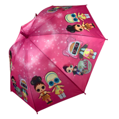 Парасольки і дощовики - Дитяча парасолька-тростина напівавтомат "LOL" Flagman рожевий з блискітками N147-5