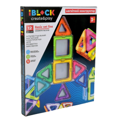 Магнітні конструктори - ​Магнітний конструктор IBLOCK 12 деталей (PL-925-04)