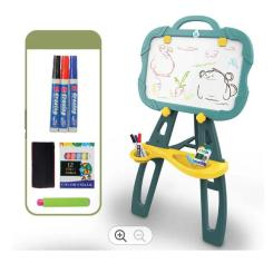 Детская мебель - Детский двухсторонний мольберт Toys Toys на ножках с магнитной доской для рисования мелом и маркерами Голубой (1950920779)