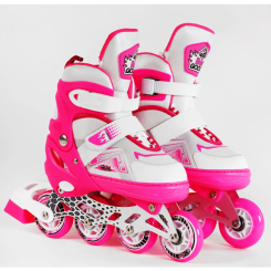 Ролики детские - Роликовые коньки светящиеся PU колёса в сумке Best Roller 30-33 Pink (116273)