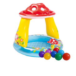 Для пляжу і плавання - Дитячий надувний басейн Intex 57114-1 Грибочок 102 х 89 см із кульками 10 шт