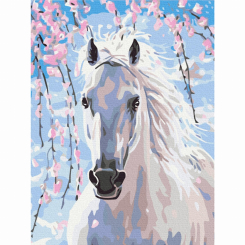 Товари для малювання - Картина за номерами Brushme Кінь в квітах сакури (BS8528)