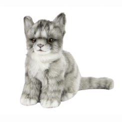 Мягкие животные - Мягкая игрушка Hansa Котенок серый жаккард 19 см (4806021971772)