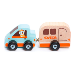 Машинки для малюків - Дерев'яна іграшка Cubika Будинок на колесах на магнітах (15368) (4823056515368)