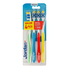 Косметика - Набор зубных щеток Jordan Total Clean Medium 4 шт (7038516140418 )