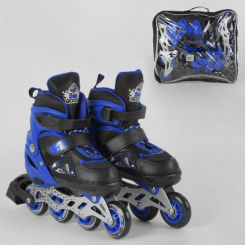 Ролики детские - Роликовые коньки Best Roller (30-33) PU колёса, свет на переднем колесе, в сумке Blue/Black (98929)