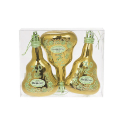 Аксесуари для свят - Набір ялинкових прикрас BonaDi Пляшки 3 шт 9 см Золотистий (195-K92) (MR62472)