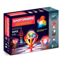 Магнитные конструкторы - Магнитный конструктор Набор из ЛЭД подсветкой Magformers 55 элементов (709001)