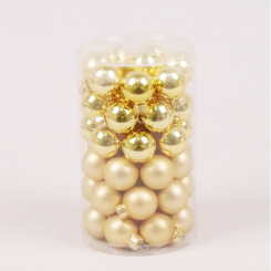 Аксесуари для свят - Кульки скляні Flora D 2,5 см 48 шт Золотистий (40242) (MR62942)