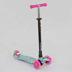 Самокати - Самокат дитячий пластмасовий з алюмінієвою трубкою керма + 4 колеса Pink/Blue (78791)