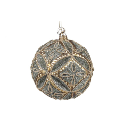 Аксессуары для праздников - Елочный шар BonaDi 10 см Серебристый с золотистым (118-748) (MR62973)