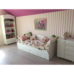 Детская мебель - Белая Кровать с ящиками Мебель UA 2000*800 Ассоль 100 Белль Белый Дуб (56249)