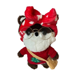 М'які тварини - М'яка іграшка собачка LaLafanfan в одязі з окулярами 30 см (hub_rixa1r)